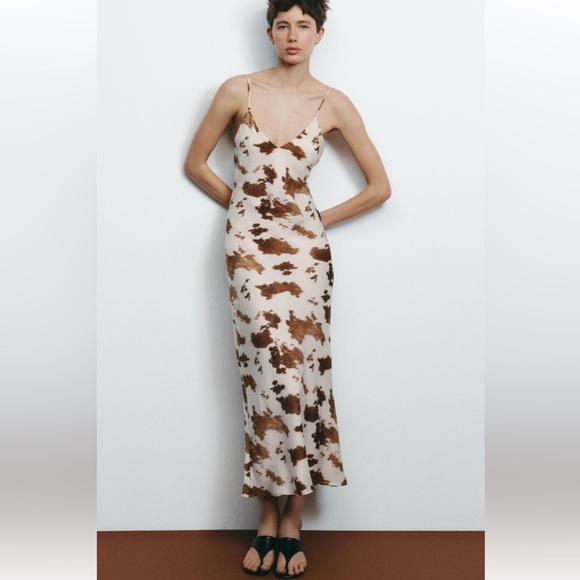 Zara Dresses & Skirts - Zara Satin Cow Dress